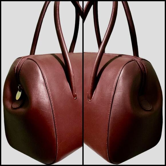 Cartier Vintage Leather Handbag Must De Cartier Bordeaux Burgundy Color - Picture 5 of 15